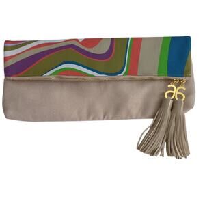 Arbonne Treasures of the Rainforest Zip Top Snap Foldover Clutch Colorful Groovy